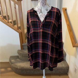 Torrid Black and Red Plaid Blouse